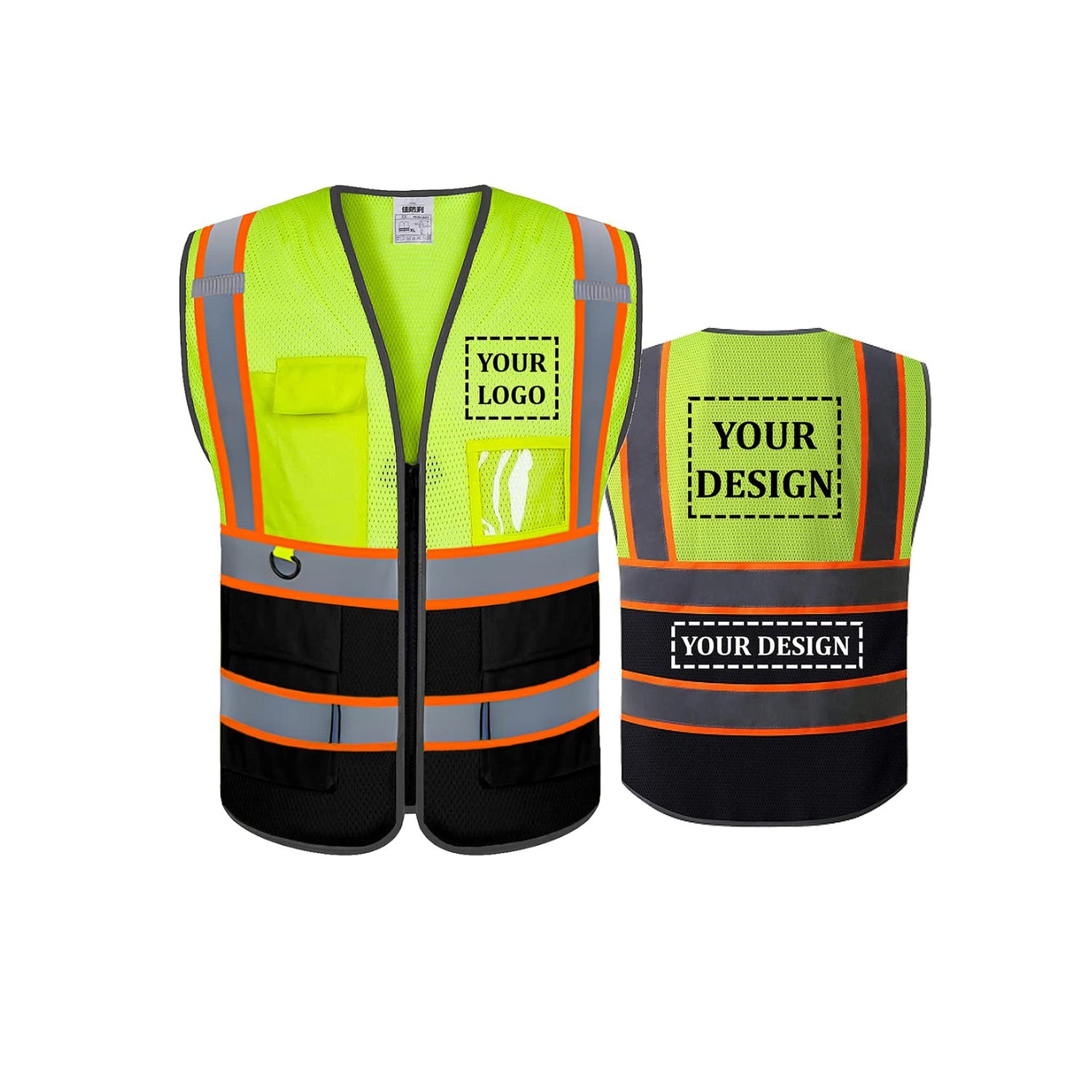 ProVisGear ProShield™ Custom Mesh Safety Vest Custom Logo Class 2 Hi-Vis Vest with Pockets Construction Workwear