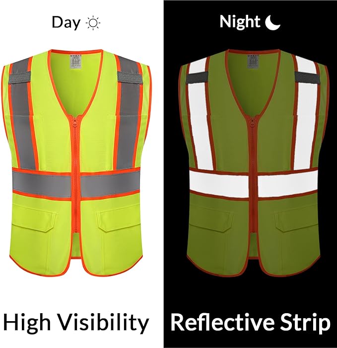 ProVisGear ProShield™ Personalized Hi-vis Custom Safety Vest with Pockets Hi-Vis Vest Class 2