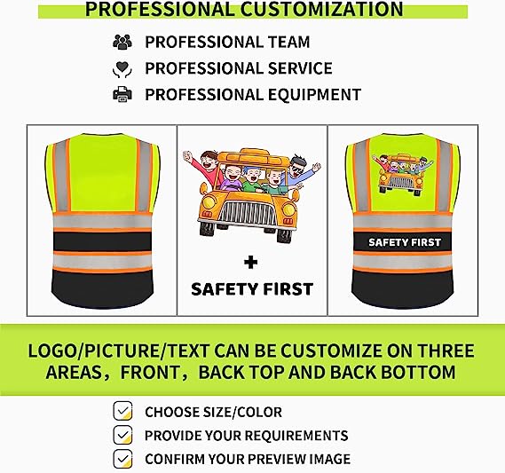 ProVisGear ProShield™ Safety Vest Custom Logo Security Hi-Vis Vest Class 2 ANSI/ISEA with Pockets Outdoor Workwear Vest Construction Hi Vis Vest