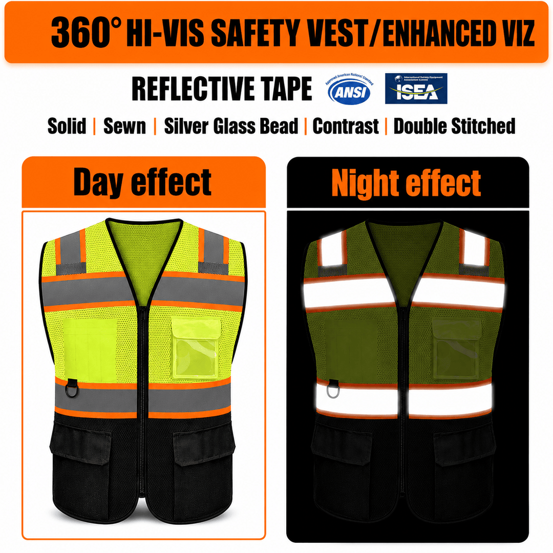 ProVisGear ProShield™ Custom Safety Vest Logo Vest to Work Hi-Vis Construction Vest Class 2 Type R Standard - ProVisGear