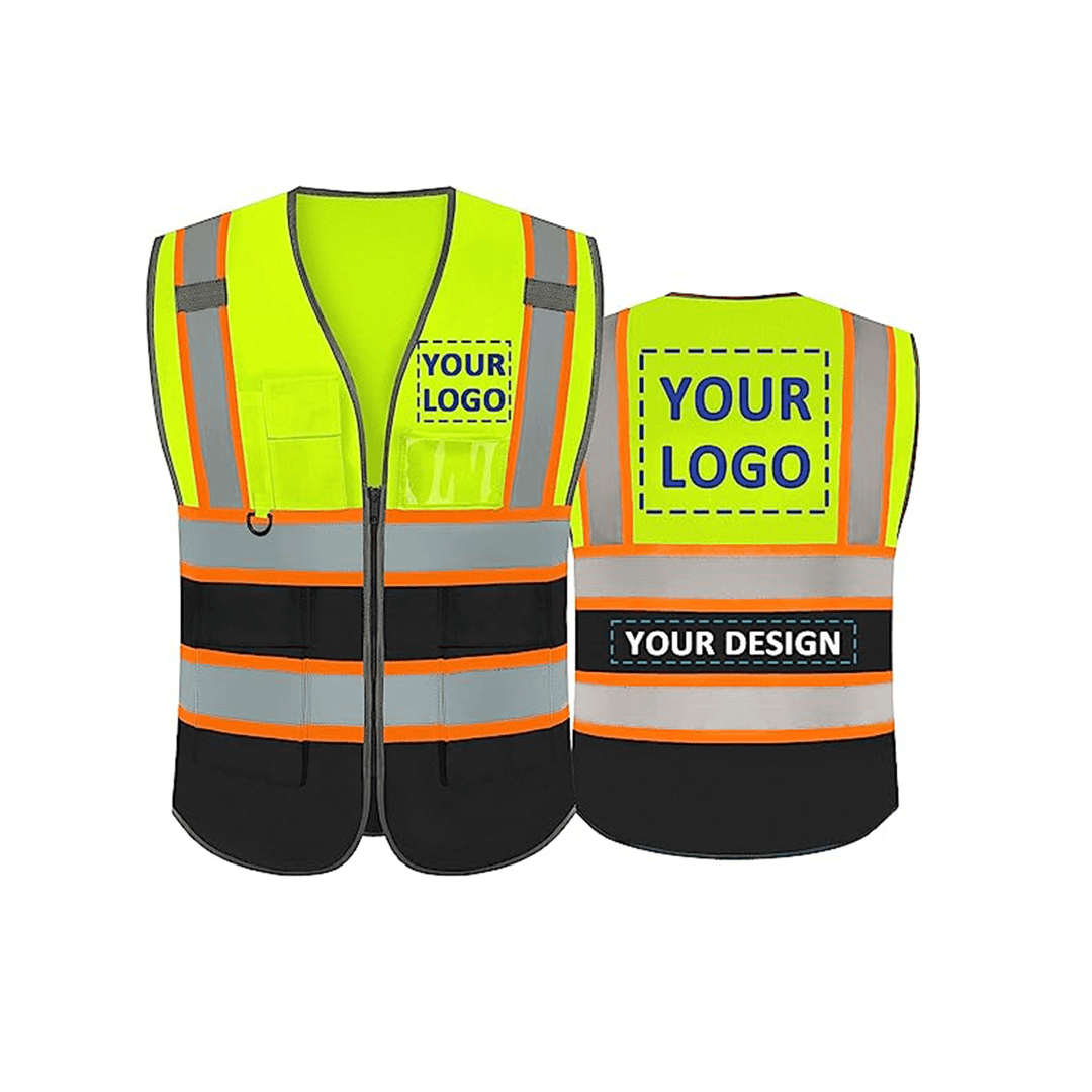 ProVisGear ProShield™ Hi-Vis Safety Vest Class 2 ANSI/ISEA Custom Logo Pockets Construction Workwear - ProVisGear