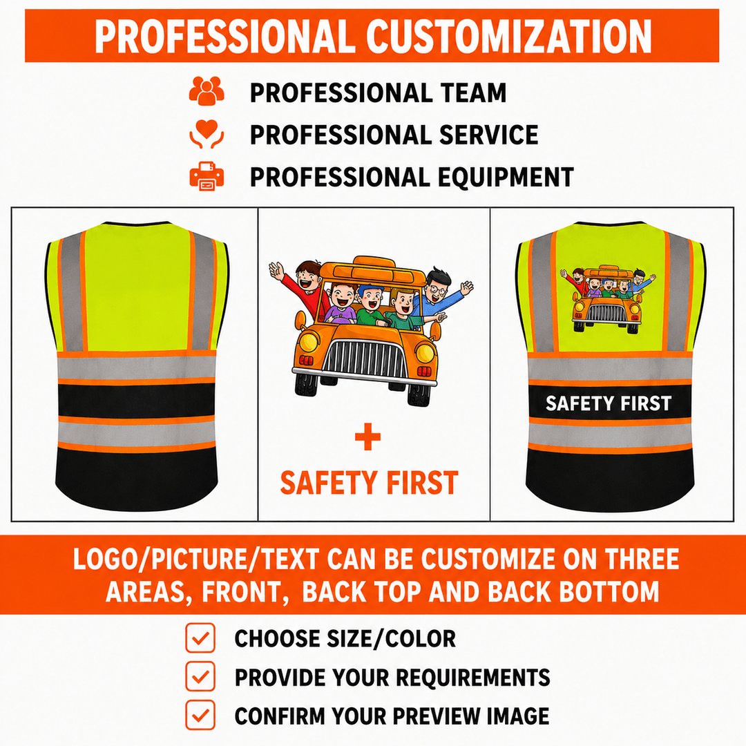 ProVisGear ProShield™ Hi-Vis Safety Vest Class 2 ANSI/ISEA Custom Logo Pockets Construction Workwear - ProVisGear