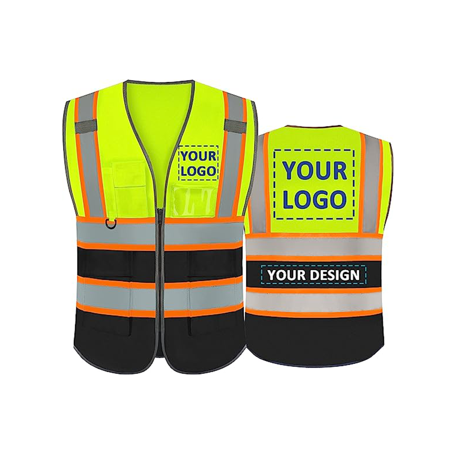 ProVisGear ProShield™ Safety Vest Custom Logo Security Hi-Vis Vest Class 2 ANSI/ISEA with Pockets Outdoor Workwear Vest Construction Hi Vis Vest